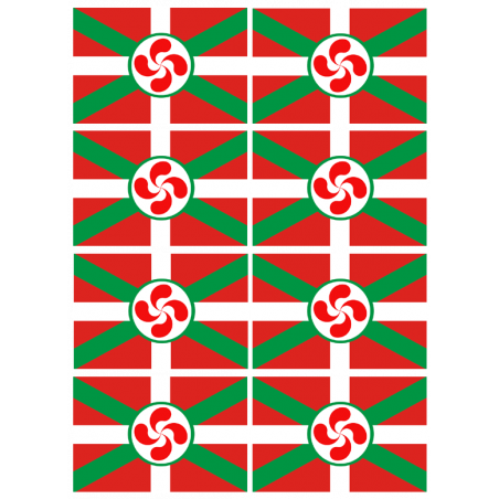Drapeau Basque Lauburu - 8fois 9.5x6.3cm - Sticker/autocollant