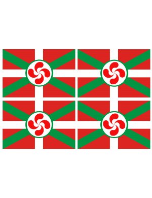 Drapeau Basque Lauburu - 4fois 9.5x6.3cm - Sticker/autocollant