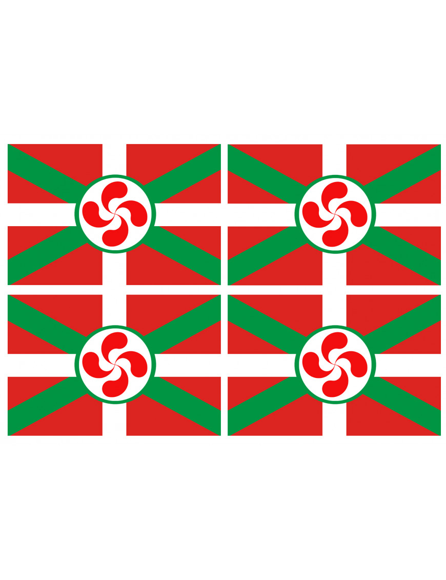 Drapeau Basque Lauburu - 4fois 9.5x6.3cm - Sticker/autocollant