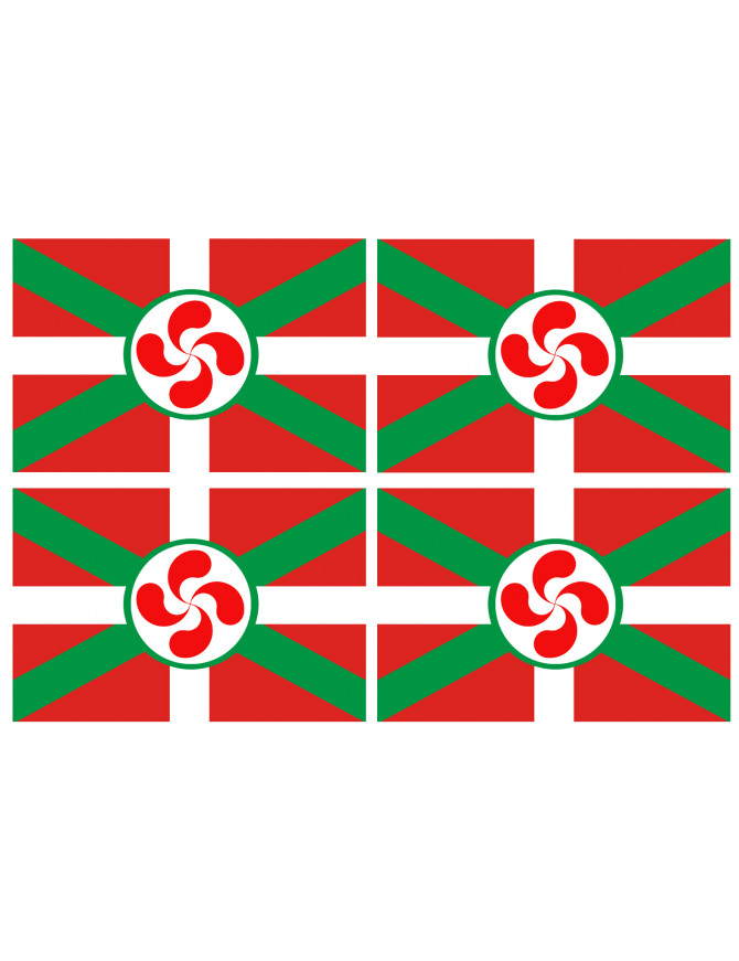 Drapeau Basque Lauburu - 4fois 9.5x6.3cm - Sticker/autocollant