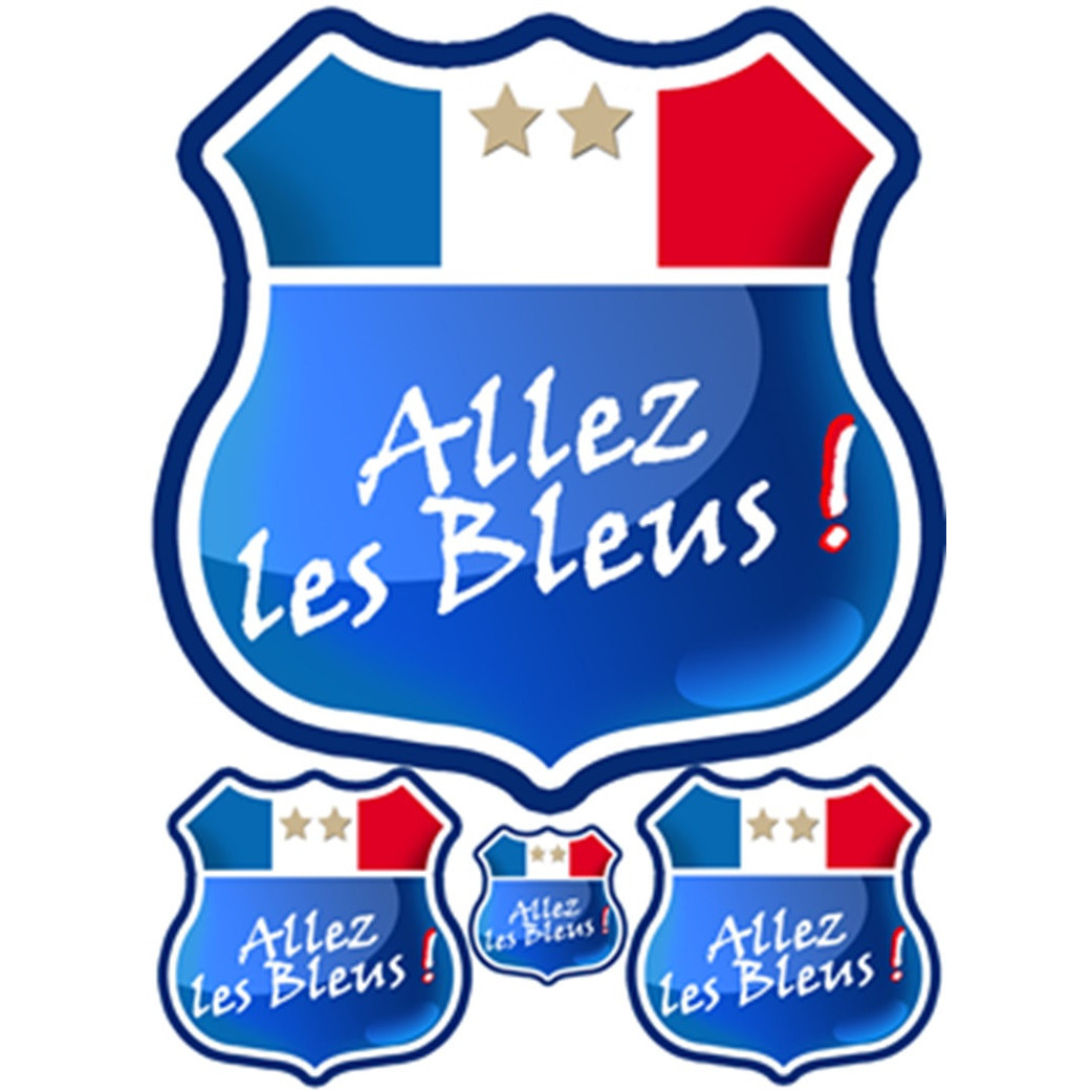 Allez Les Bleus 2 étoiles (kit 4 pièces) - Sticker/autocollant