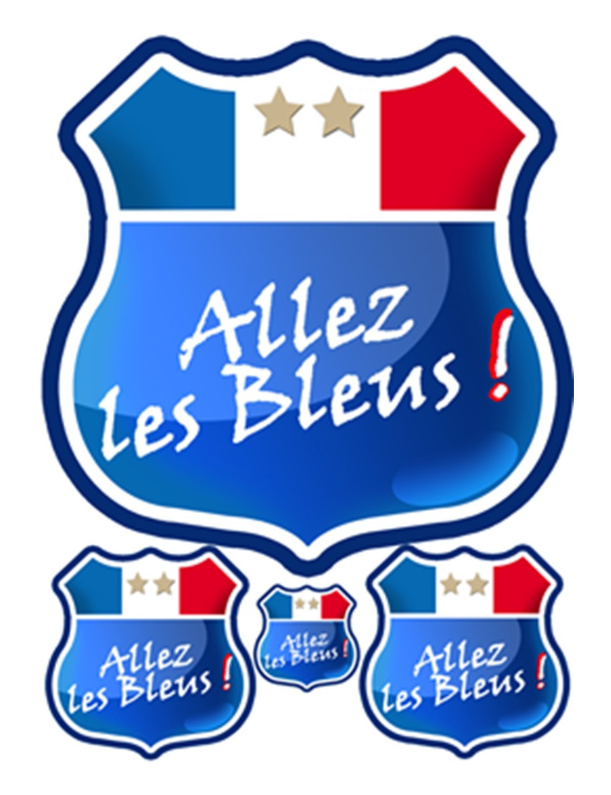 Allez les bleus 2 étoiles - kit 4 pièces - Sticker/autocollant