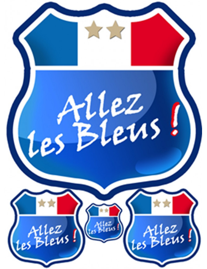 Allez les bleus 2 étoiles - kit 4 pièces - Sticker/autocollant