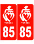 immatriculation 85 Vendée rouge - Sticker/autocollant