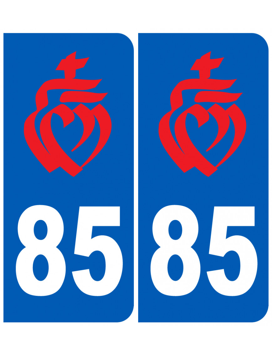 immatriculation 85 Vendée coeur rouge - Sticker/autocollant immatriculation 85 Vendée coeur rouge - Sticker/autocollant