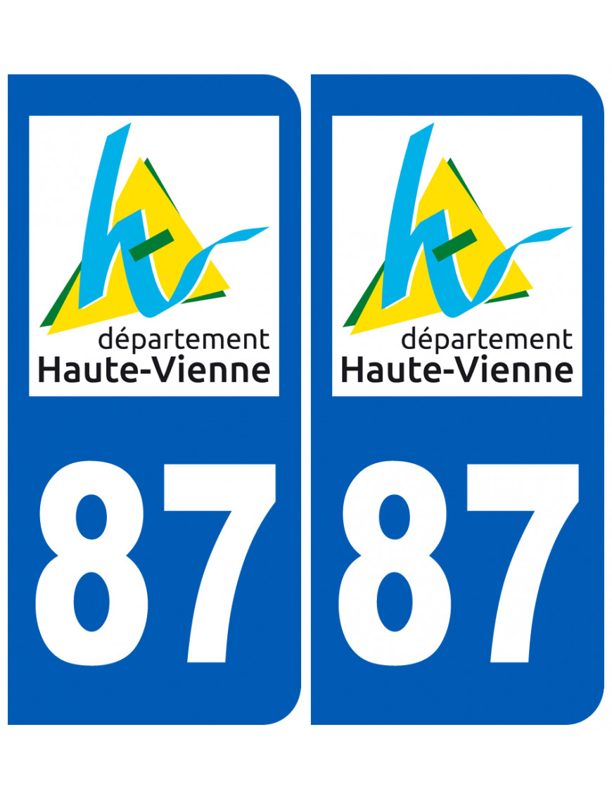immatriculation 87 (Haute-Vienne) - Sticker/autocollant immatriculation 87 (Haute-Vienne) - Sticker/autocollant