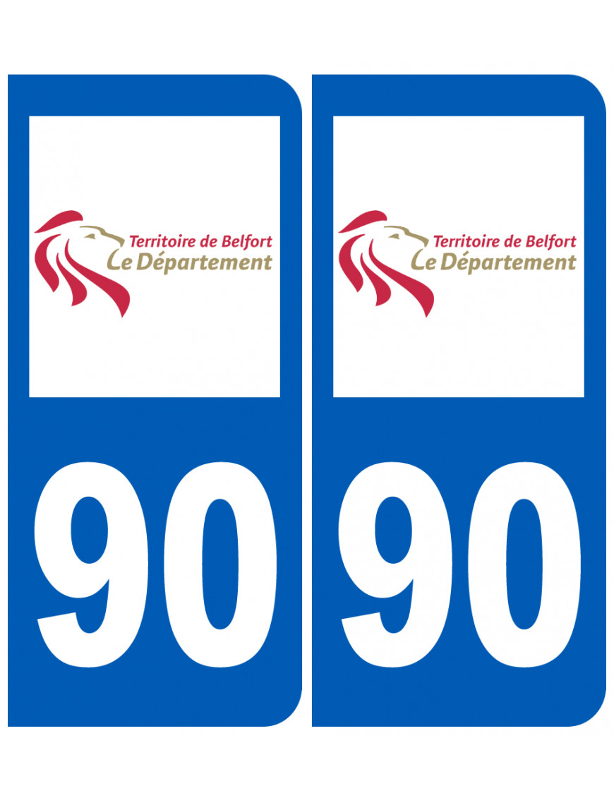 immatriculation 90 (Territoire-de-Belfort) - Sticker/autocollant immatriculation 90 (Territoire-de-Belfort) - Sticker/autocollant