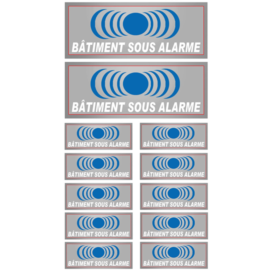 Bâtiment sous protection (2 fois 15x6cm / 10 fois 7x2.5cm) - Sticker/autocollant