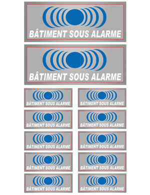 Bâtiment sous protection (2 fois 15x6cm / 10 fois 7x2.5cm) - Autocollant/Sticker