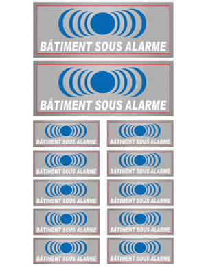 Bâtiment sous protection (2 fois 15x6cm / 10 fois 7x2.5cm) - Sticker/autocollant