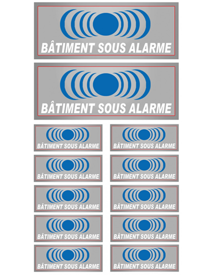 Bâtiment sous protection (2 fois 15x6cm / 10 fois 7x2.5cm) - Sticker/autocollant