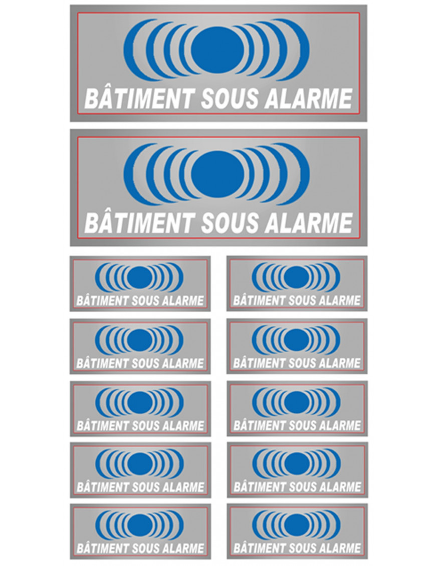 Bâtiment sous protection (2 fois 15x6cm / 10 fois 7x2.5cm) - Autocollant/Sticker
