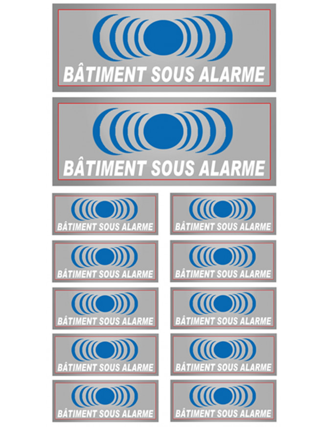 Bâtiment sous protection (2 fois 15x6cm / 10 fois 7x2.5cm) - Sticker/autocollant