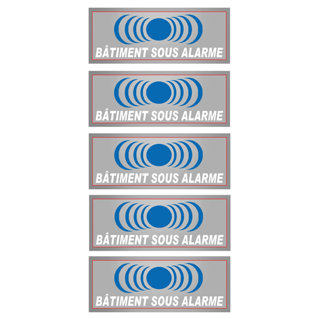 Bâtiment sous protection (5 fois 7x2.5cm) - Sticker/autocollant