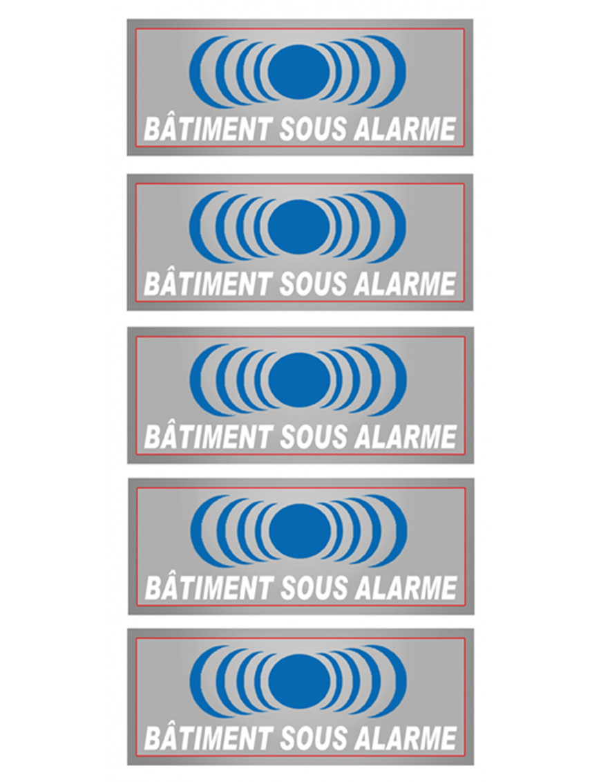 Bâtiment sous protection (5 fois 7x2.5cm) - Sticker/autocollant