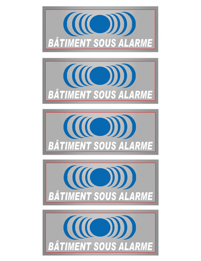 Bâtiment sous protection (5 fois 7x2.5cm) - Sticker/autocollant