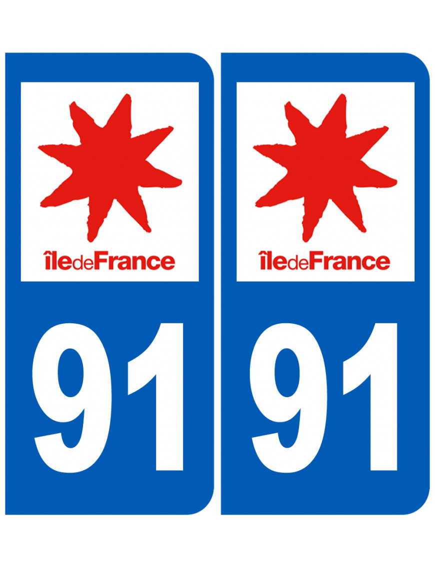 immatriculation 91 (région) - Sticker/autocollant immatriculation 91 (région) - Sticker/autocollant
