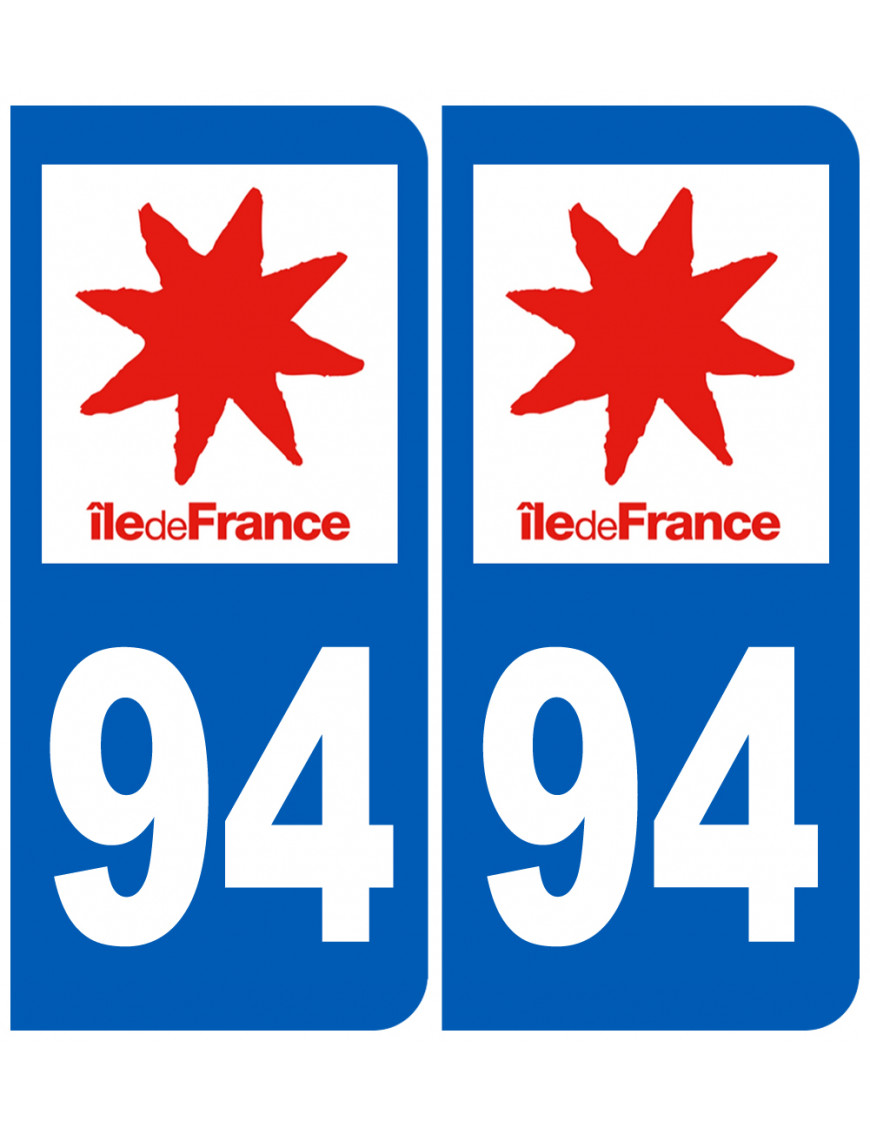immatriculation 94 (région) - Sticker/autocollant immatriculation 94 (région) - Sticker/autocollant