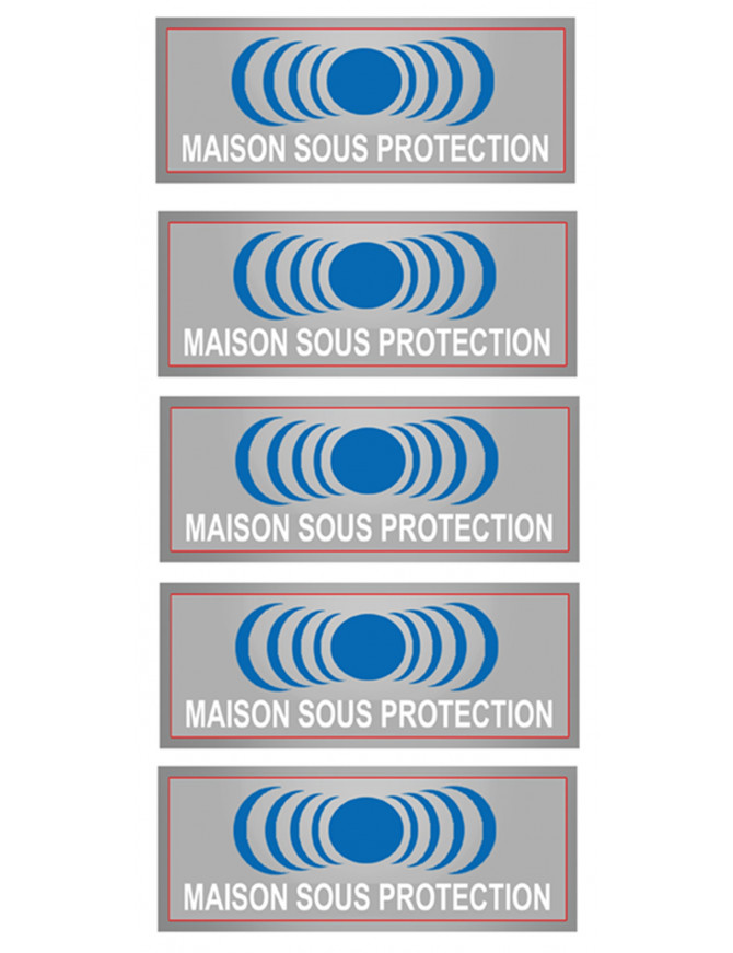 Maison sous protection (5 fois 7x2.5cm) - Sticker/autocollant