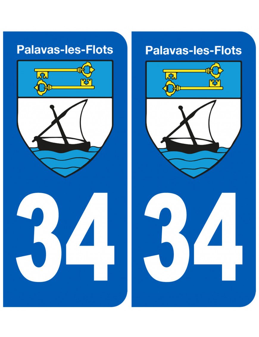 immatriculation 34 Pavalas-les-flots - Sticker/autocollant immatriculation 34 Pavalas-les-flots - Sticker/autocollant