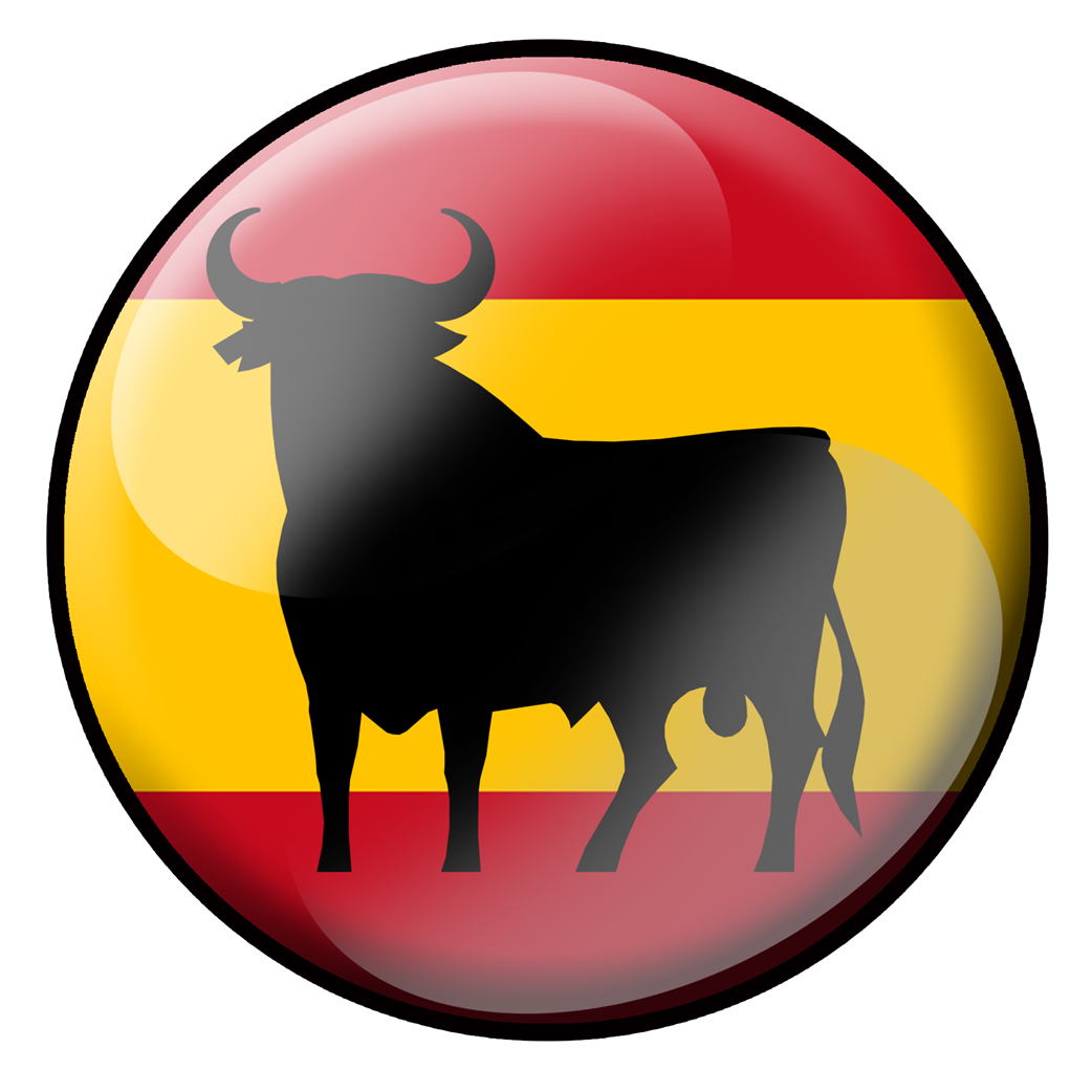 drapeau rond Taureau Espagnol - 10cm - Sticker/autocollant