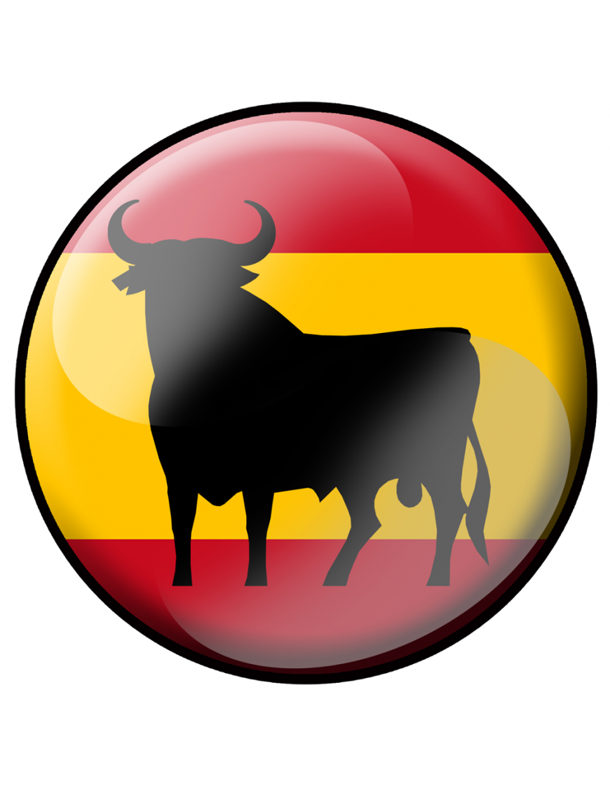drapeau rond Taureau Espagnol - 5cm - Sticker/autocollant drapeau rond Taureau Espagnol - 5cm - Sticker/autocollant