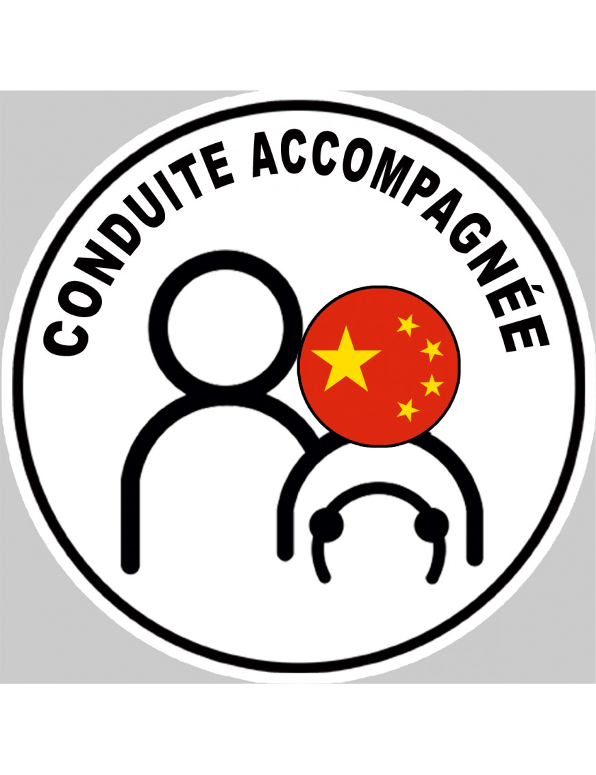 conduite accompagnée Chinois - 15x15cm - Sticker/autocollant conduite accompagnée Chinois - 15x15cm - Sticker/autocollant