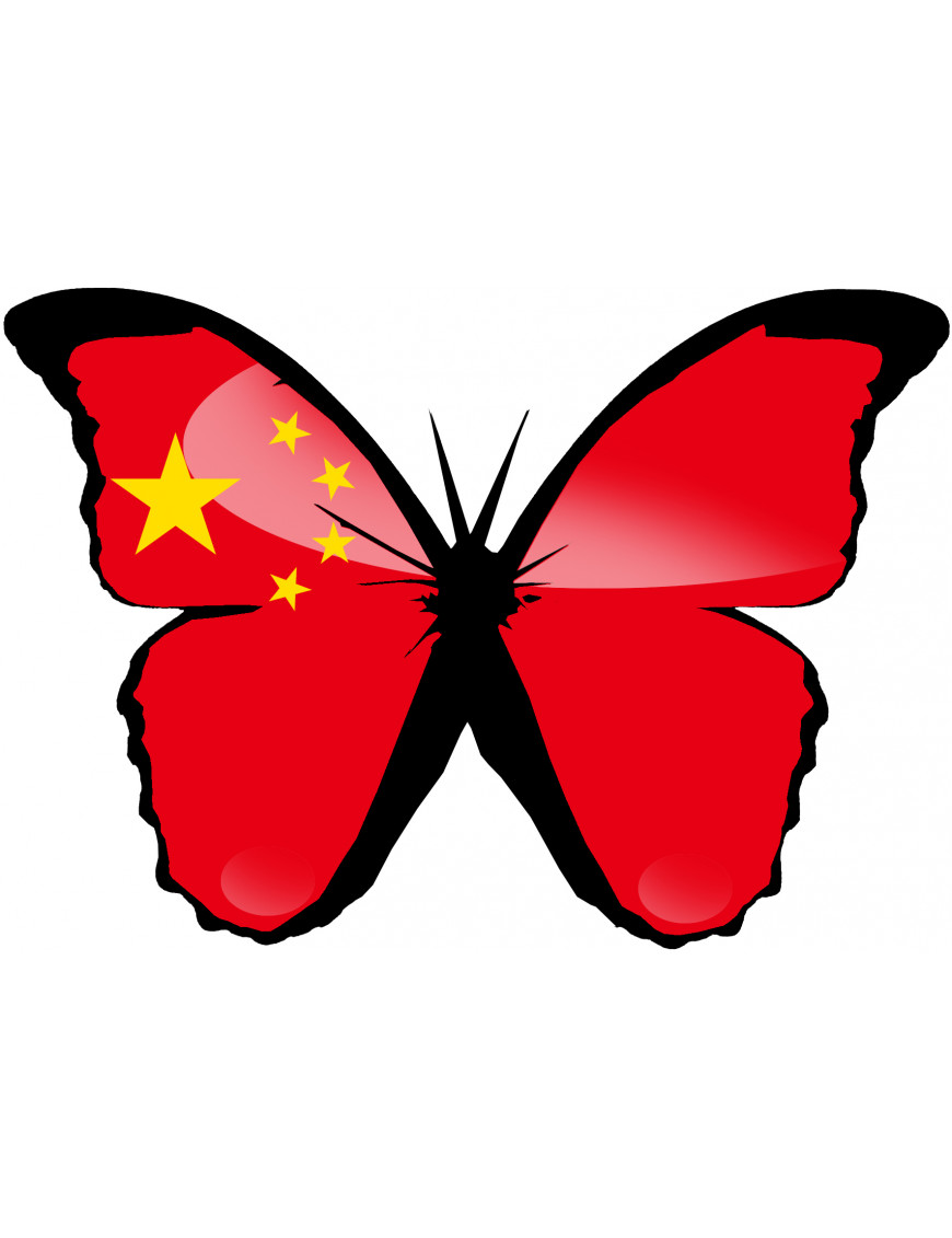 Effet papillon Chinois - 15x10.5cm - Sticker/autocollant Effet papillon Chinois - 15x10.5cm - Sticker/autocollant