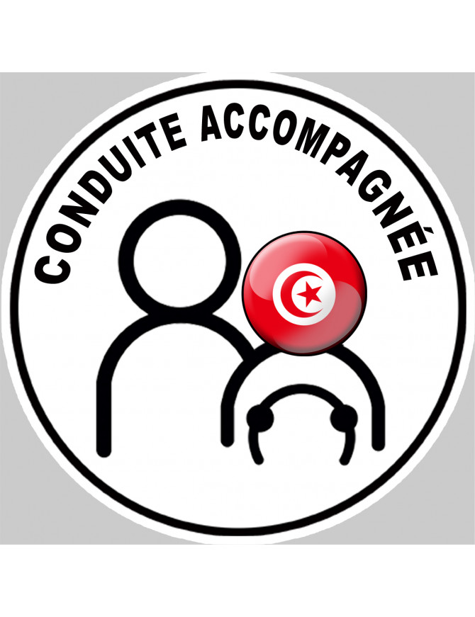 Conduite accompagnée Tunisie - 15x15cm - Sticker/autocollant