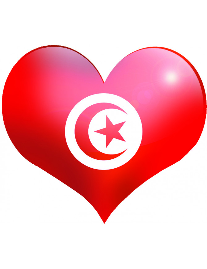 Coeur Tunisie - 11.5x10cm - Sticker/autocollant