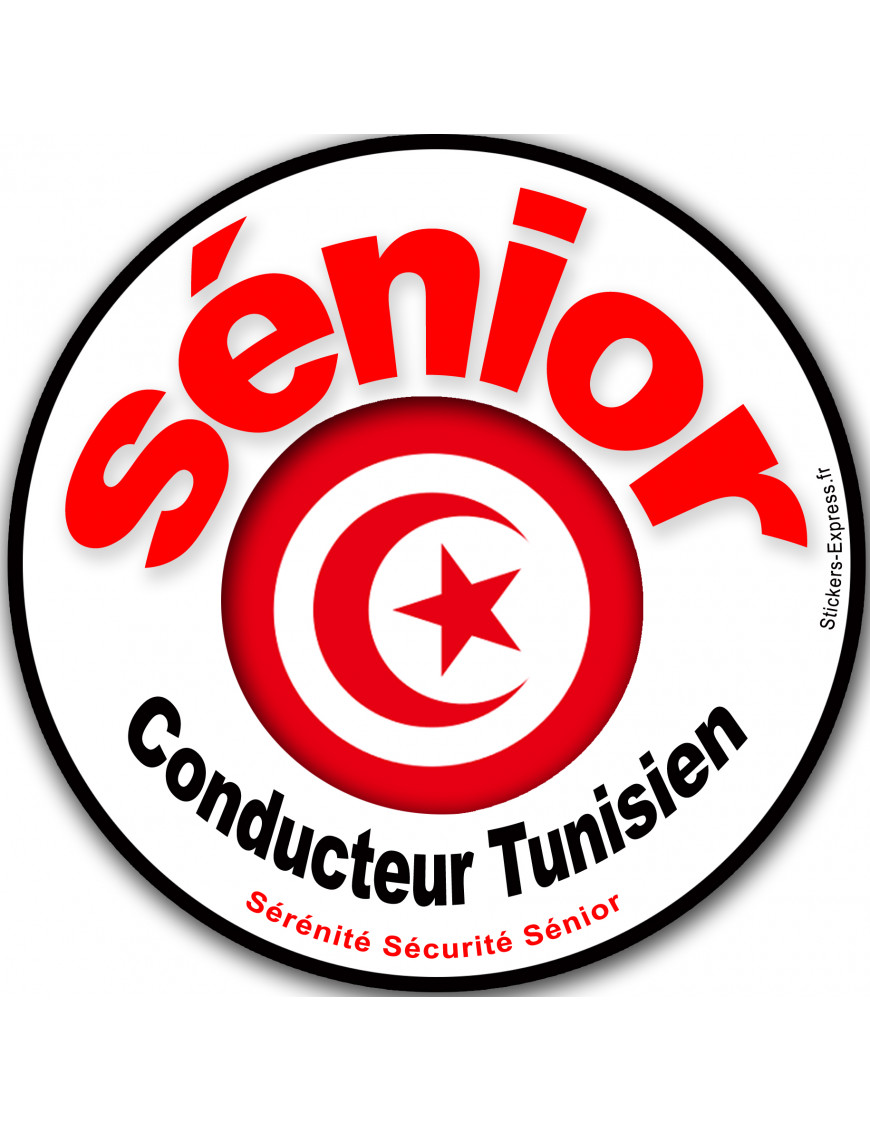 Conducteur Sénior Tunisien - 15x15cm - Sticker/autocollant Conducteur Sénior Tunisien - 15x15cm - Sticker/autocollant