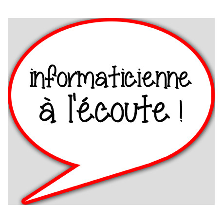 informaticienne à l'écoute - 15x13.5cm - sticker/autocollant informaticienne à l'écoute - 15x13.5cm - sticker/autocollant