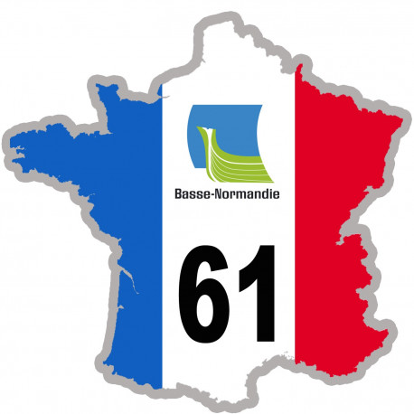 61 France Basse-Normandie - 20x20cm - Sticker/autocollant