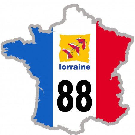 FRANCE 88 Région Lorraine - 15x15cm - Sticker/autocollant