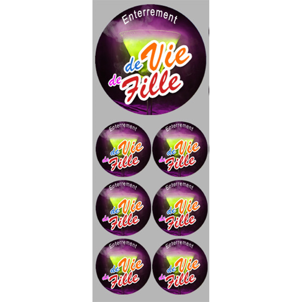 Enterrement de vie de fille (1fois 9cm - 6fois 5cm)  - Sticker/autocollant