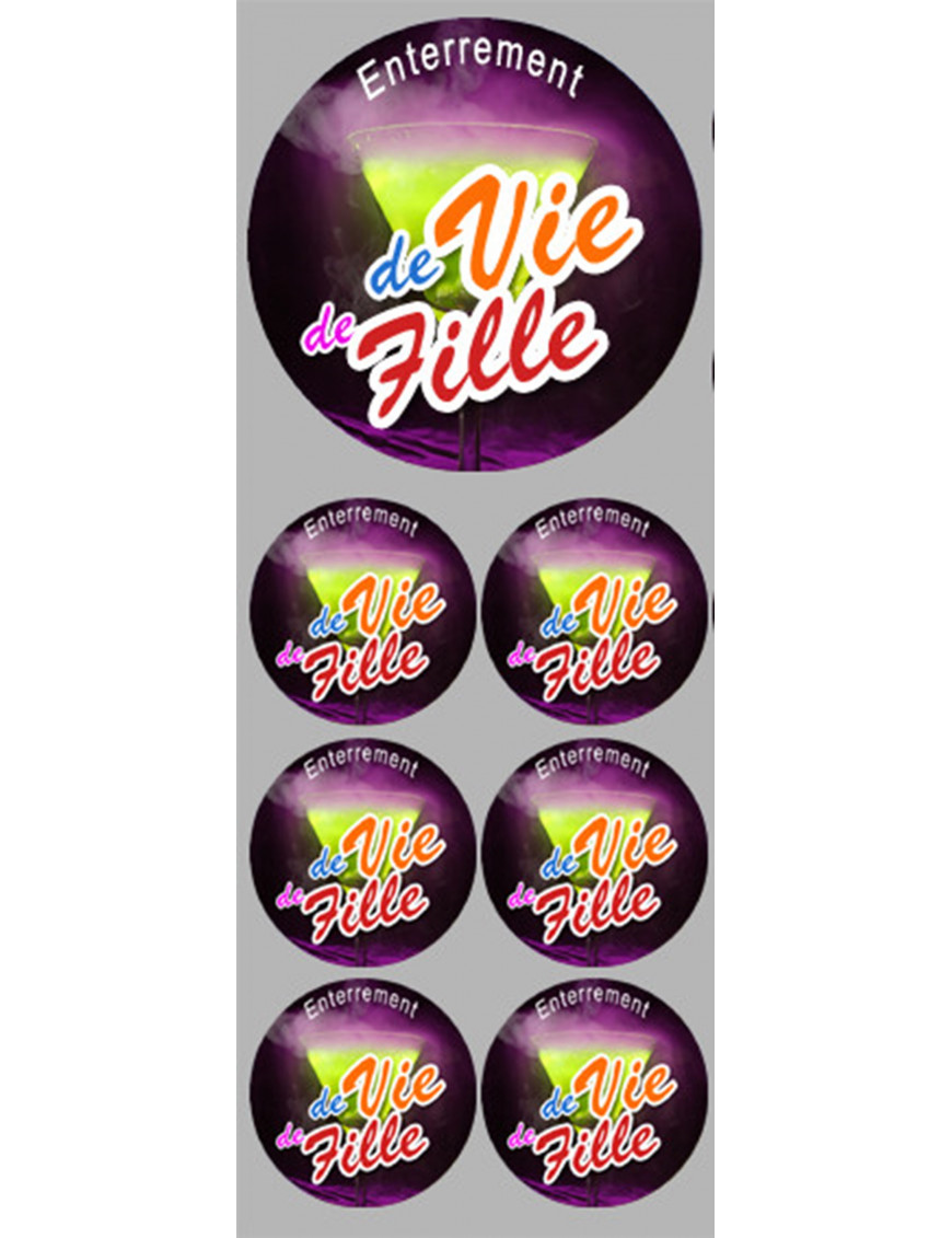 Enterrement de vie de fille (1fois 9cm - 6fois 5cm)  - Sticker/autocollant