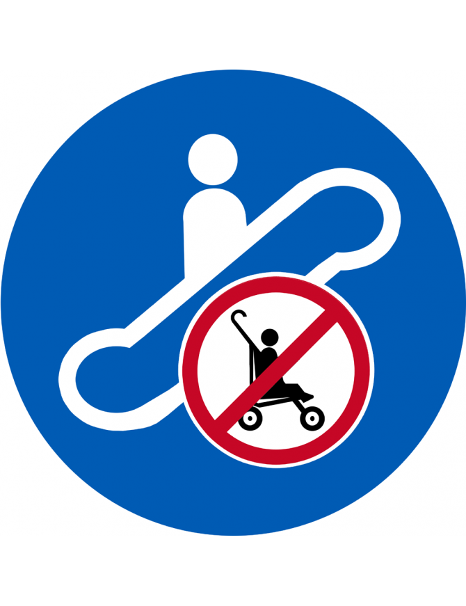 Escalateur poussette interdite - 5cm - Sticker/autocollant
