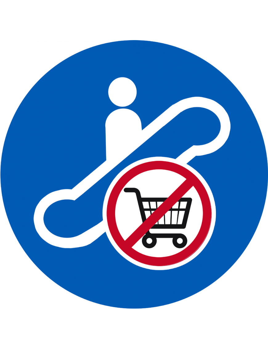Escalateur interdit aux caddys - 20cm - Sticker/autocollant Escalateur interdit aux caddys - 20cm - Sticker/autocollant