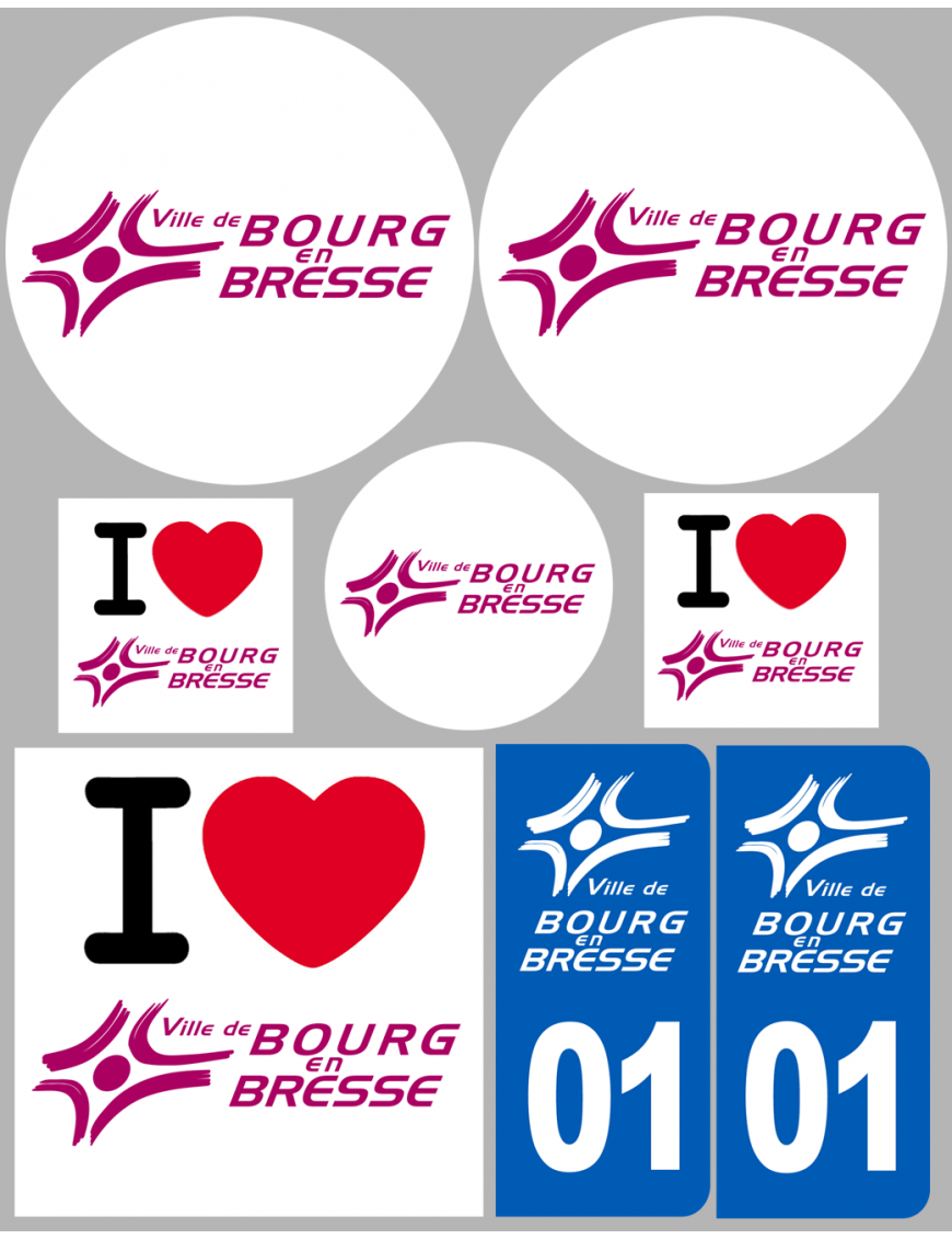 Bourg en Bresse (8 autocollants variés) - Sticker/autocollant Bourg en Bresse (8 autocollants variés) - Sticker/autocollant