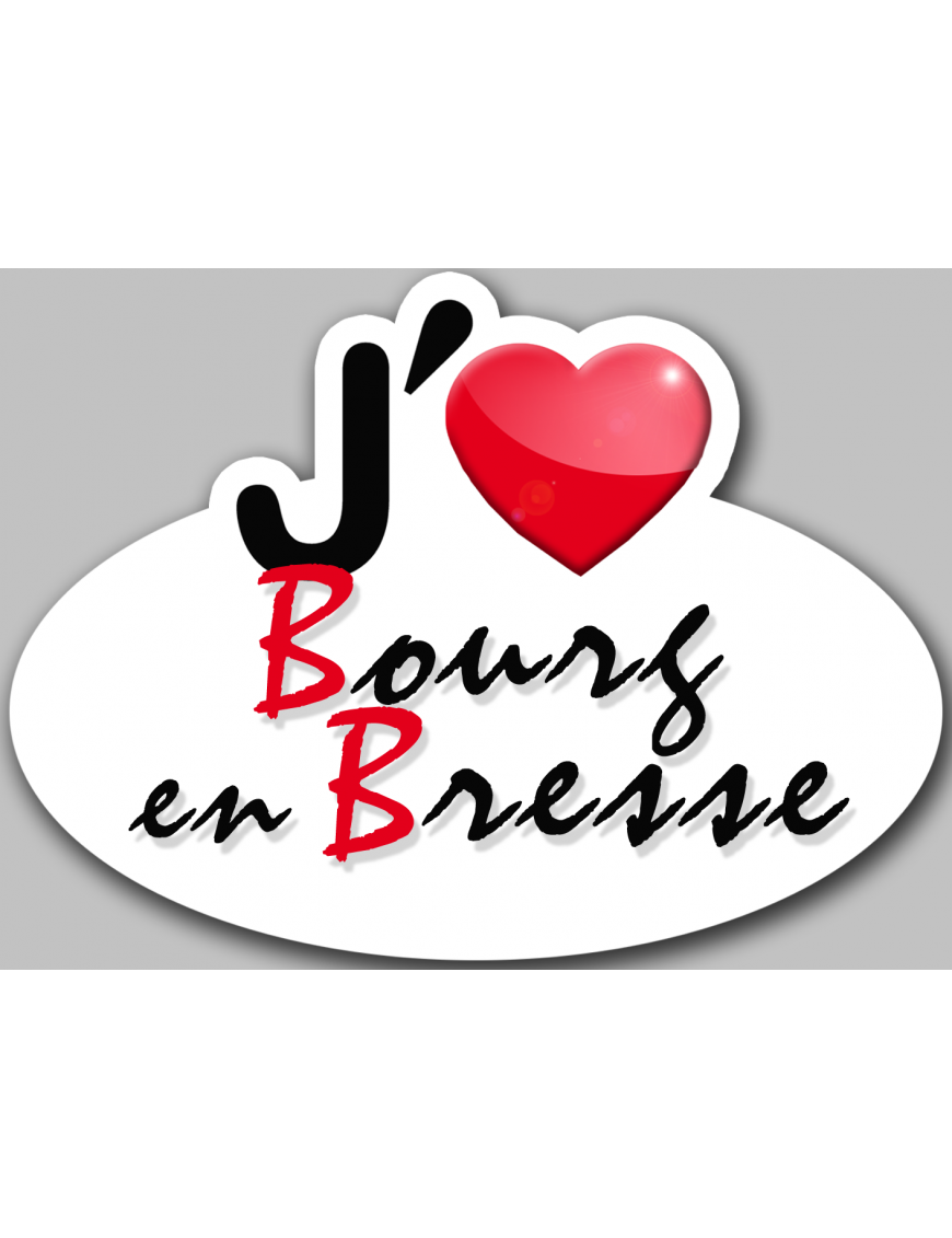 j'aime Bourg en Bresse (5x3.3cm) - Sticker/autocollant