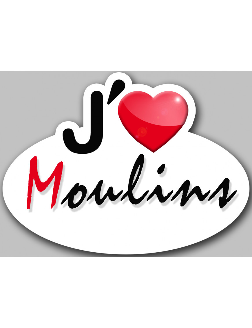 j'aime Moulins (5x3.7cm) - Sticker/autocollant j'aime Moulins (5x3.7cm) - Sticker/autocollant