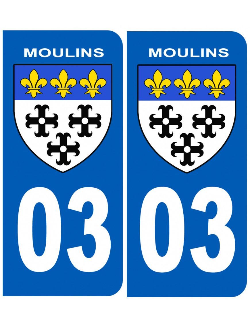 immatriculation Moulins - Sticker/autocollant immatriculation Moulins - Sticker/autocollant