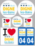 Digne-les-Bains (8 autocollants variés) - Sticker/autocollant