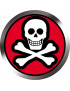tête de mort fond rouge (20x20cm) - Sticker/autocollant