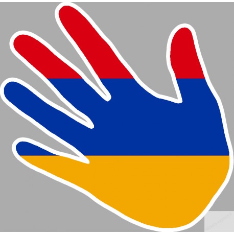 Autocollants : drapeau Armenien main