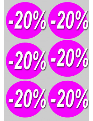 Soldes remise 20% rond (6 fois 10cm) - Sticker/autocollant