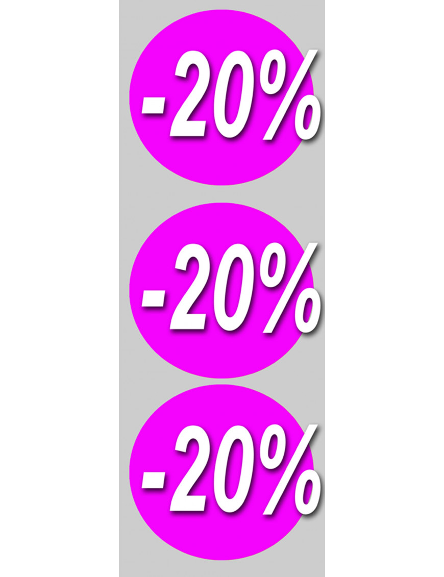 Soldes remise 20% rond (3 fois 10cm) - Sticker/autocollant