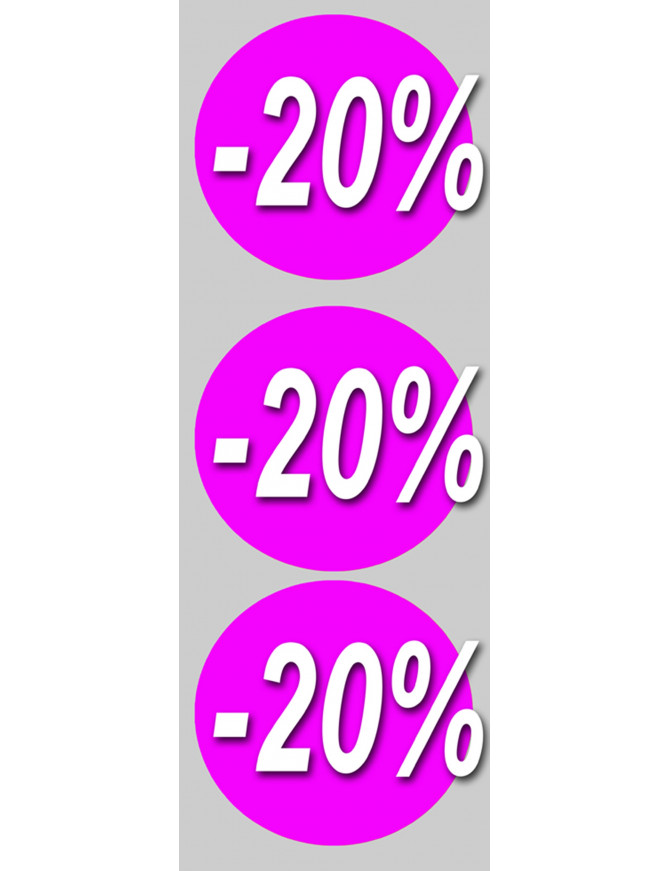 Soldes remise 20% rond (3 fois 10cm) - Sticker/autocollant