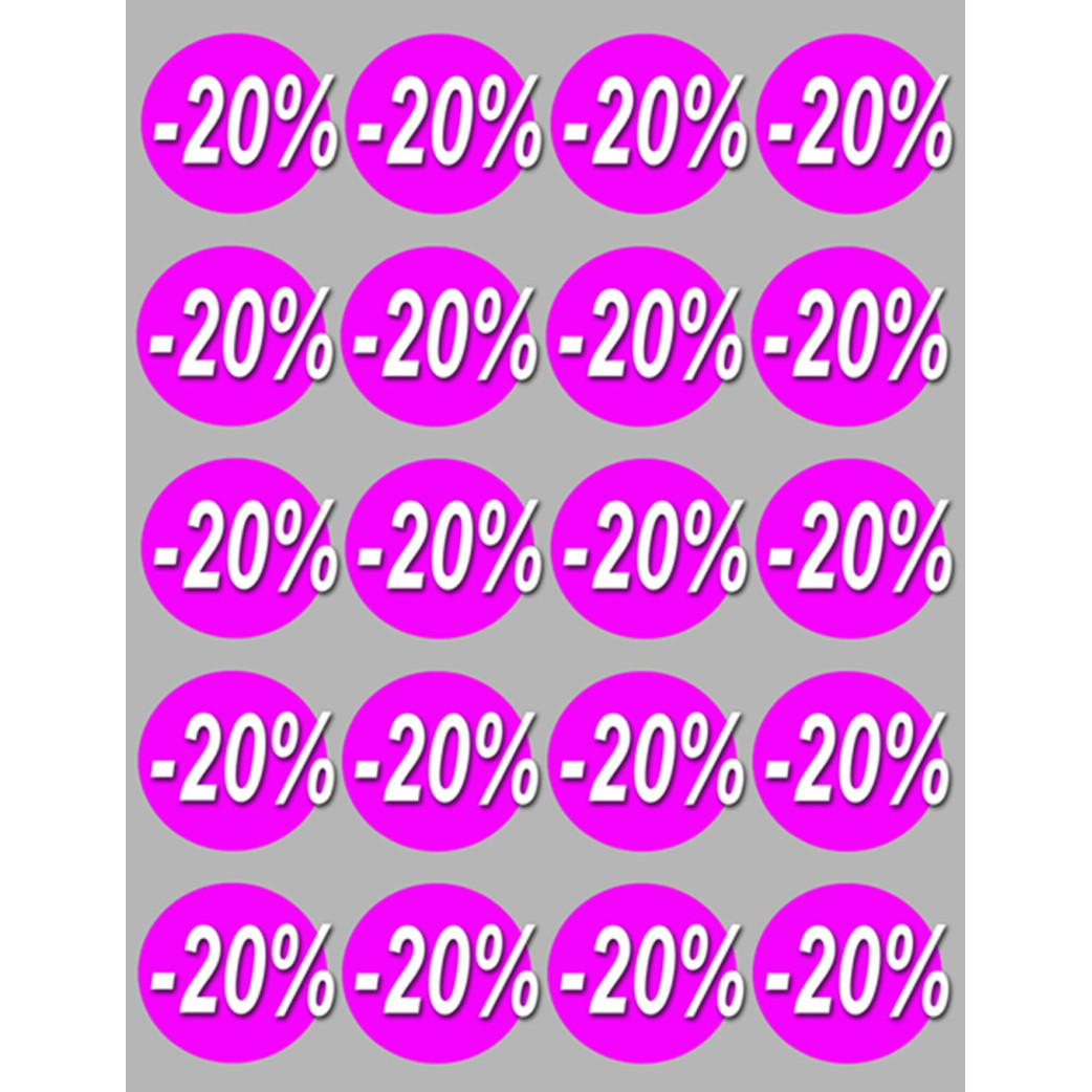 Soldes remise 20% rond (20 fois 5cm) - Sticker/autocollant