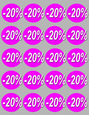 Soldes remise 20% rond (20 fois 5cm) - Sticker/autocollant